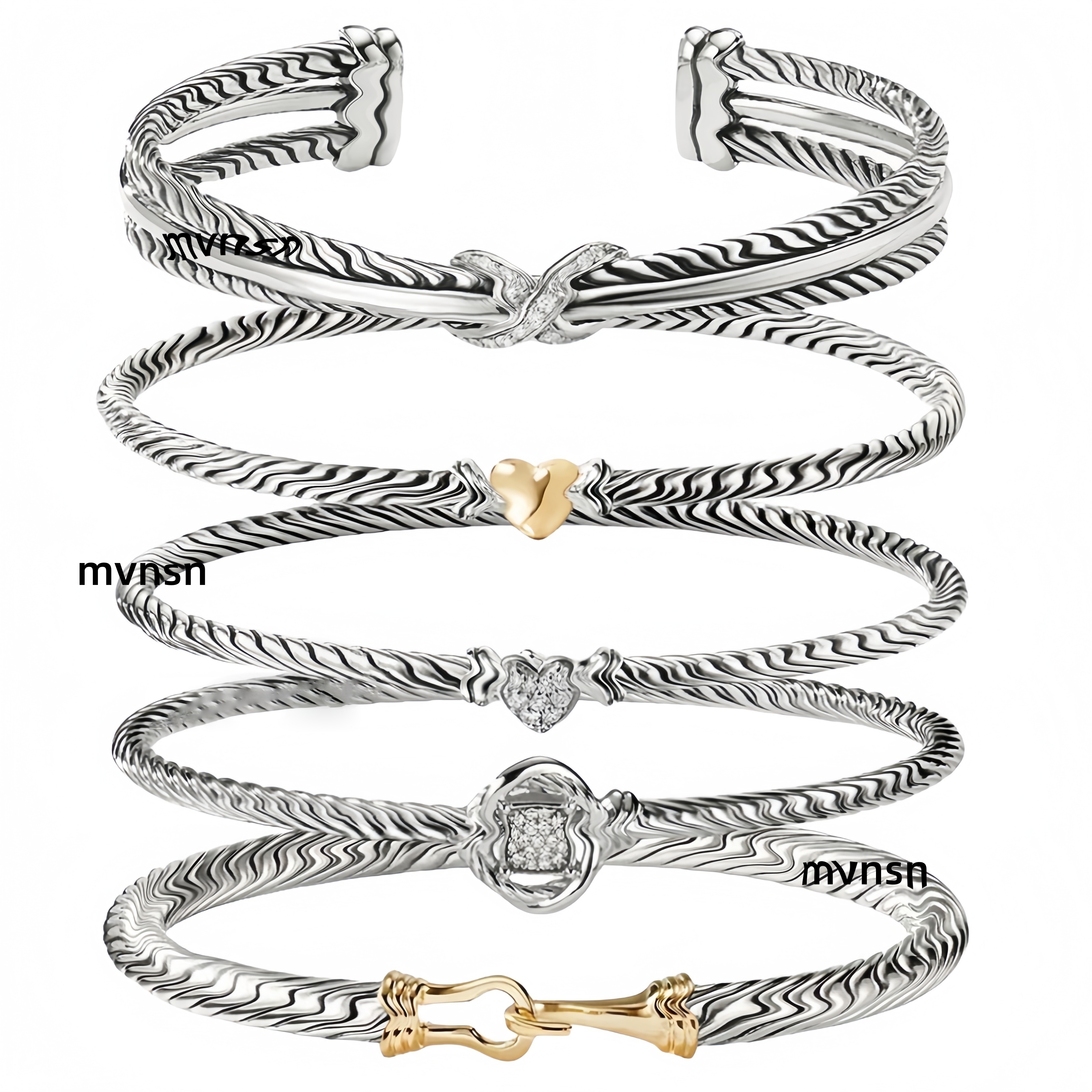 Bracelet designer Bracelets for Women man bangles luxury Jewelry with box Twisted Cable Cuff open bangle high quality 925 Silver Wedding engagement gifts d688
