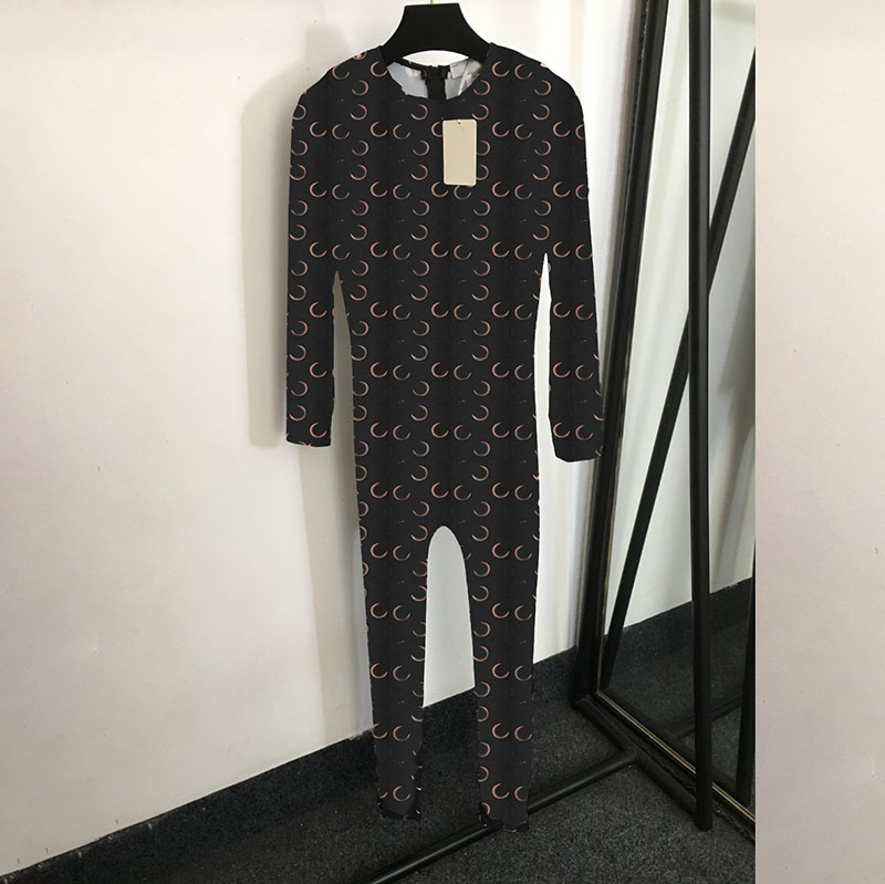 Printed Women Jumpsuit Rompers Luxury Long Sleeve Back Zipper Playsuit Designer Summer Vacation Beach Bathing Suit