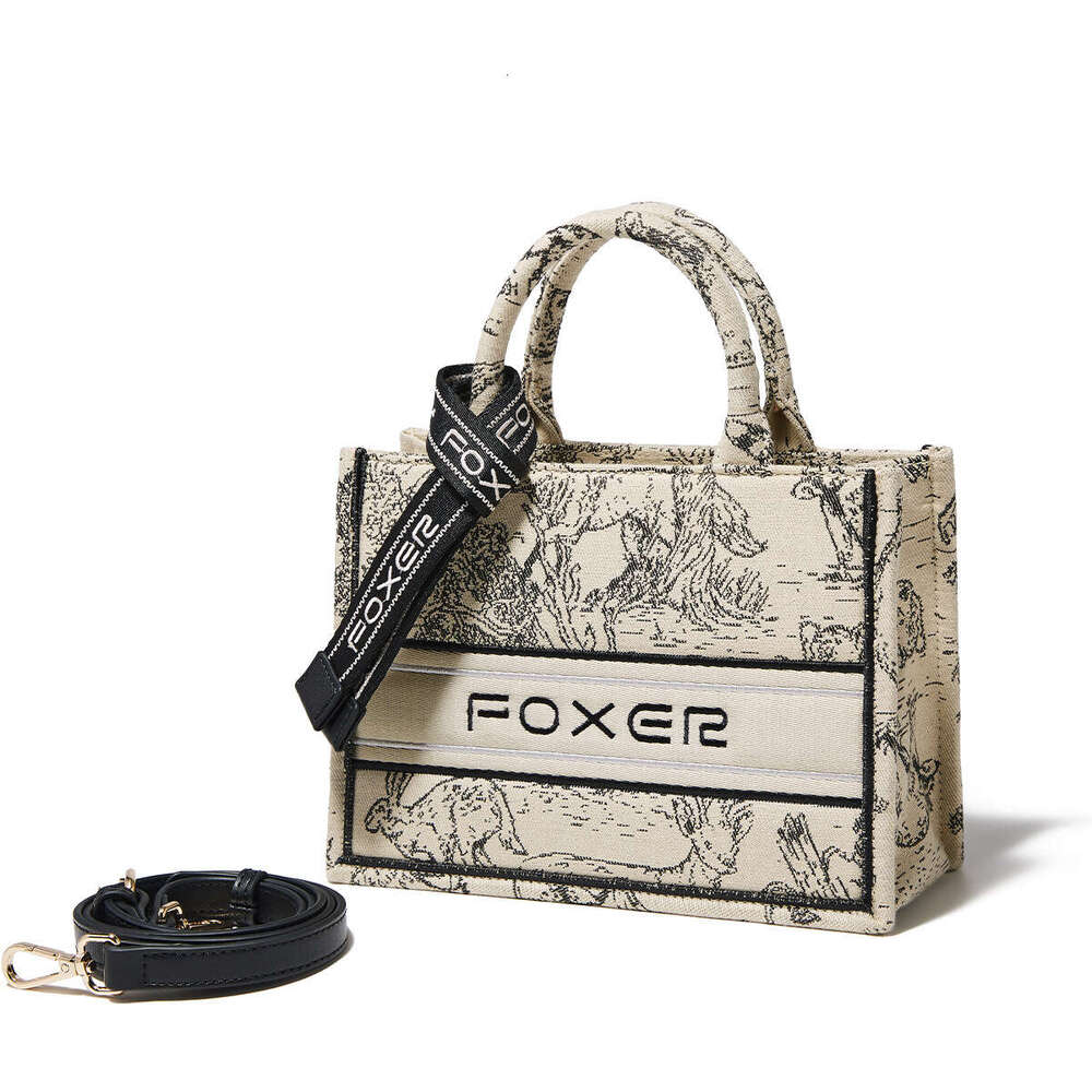 FOXER Embroidered Tote for Women 2025 New High-End Luxury Princess Diana Fashion Graffiti Handbag Crossbody Bag
