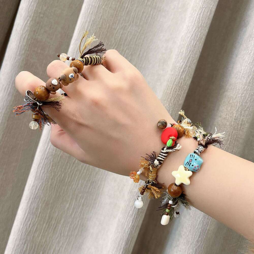Unique and Elegant High-End Heart Star Bear Chain Women's Fashion Simple Bracelet Necklace d92