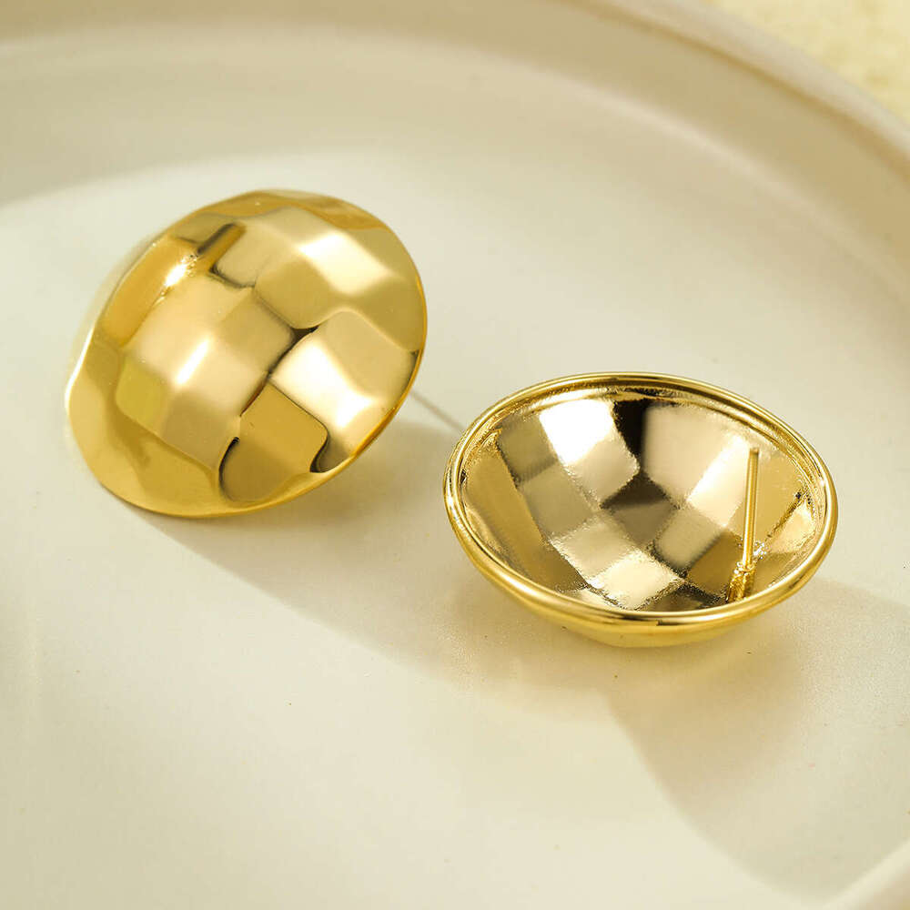 Style New Half Round Square Pattern High-end Stainless Steel Earrings for Women