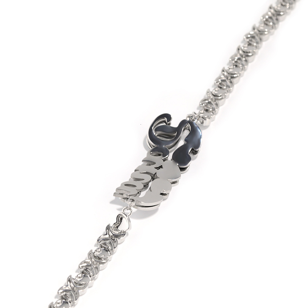 Personalized Custom Name Bracelet For Men And Women Hip Hop 2 Tone DIY English Letter Bangle Bracelets XO Chain Corrosion Cutting Hip Hop Rapper Jewel