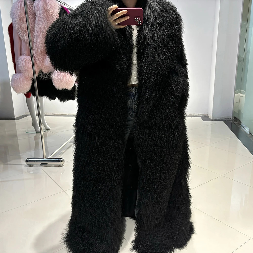 YOLOAgain Long Mongolian Sheep Fur Coat Women Fur Jacket Winter Outerwear Warm 250723