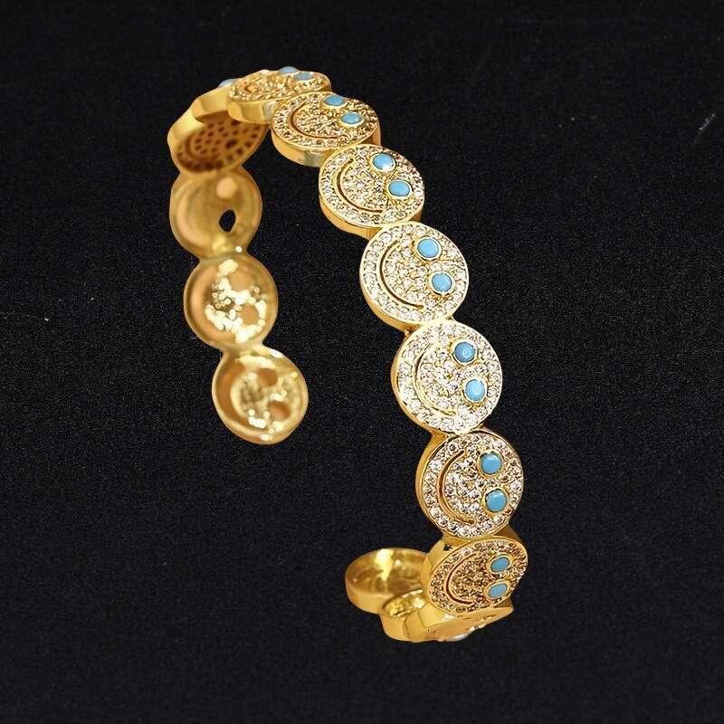 Hot-selling Multi-color Smiley Face Copper Micro-inlaid Zircon Creative Design Bracelet