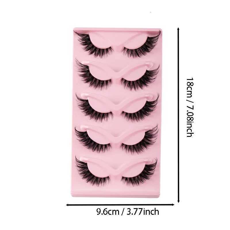 5 Pairs Cat Eye Lashes Faux Mink Eyelashes Natural Long Manga Lashes Winged End Eye Elongated Eyelashes Fake Lashes Makeup Z250731