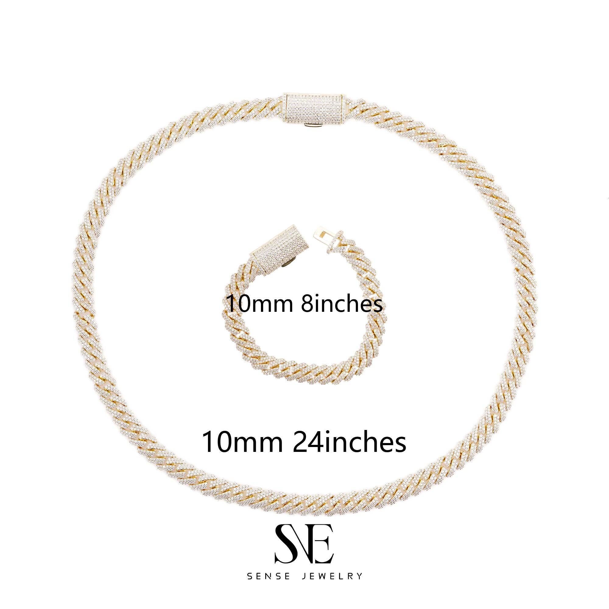 1pc Moissanite Bracelet Bangle Hip Hop Style S925 Silver Iced Out Necklace VVS Moissanite Men Necklace Bling Cuban Link Chain