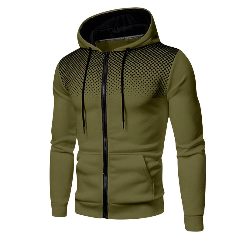 Dot Print Zipper Sport Hoodie Unisex Comfort Outdoor Jogging Running Casual Slim Fit Men Versatile Pocket Sweatshirt