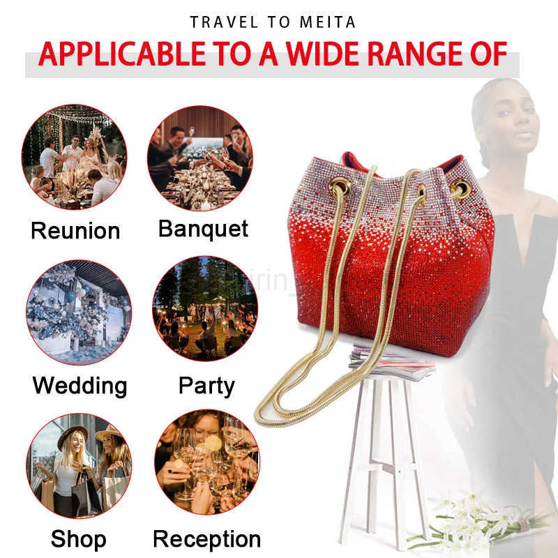 2025 Latest Italian Design Luxury Shiny Wedding Party Ladies Handbag High Quality Diamond Tote Evening Bag M250730