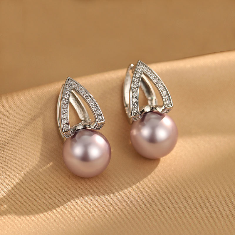 Exquisite Ball Pearl Stud Earrings for Women 18K Real White Gold Plated Cubic Zirconia Wter Drop Pearl Charm Earrings Fashion Fine Crystal Earrings Je