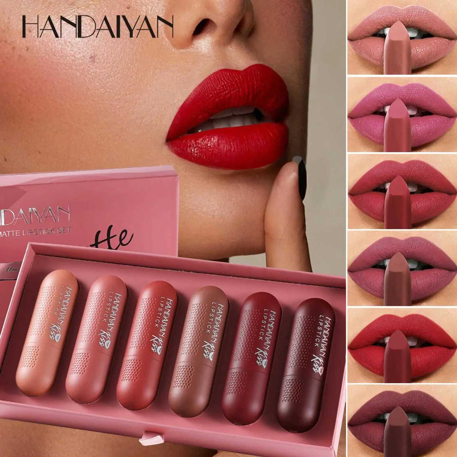 Matte Lipstick Set 6 Colors Velvet Texture Long Lasting Non Drying Lip Makeup Women Gift Box G250729