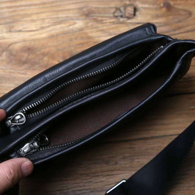 Luxury designer NZPJ men's genuine waist first layer casual chest soft leather shoulder messenger bag belt pouch