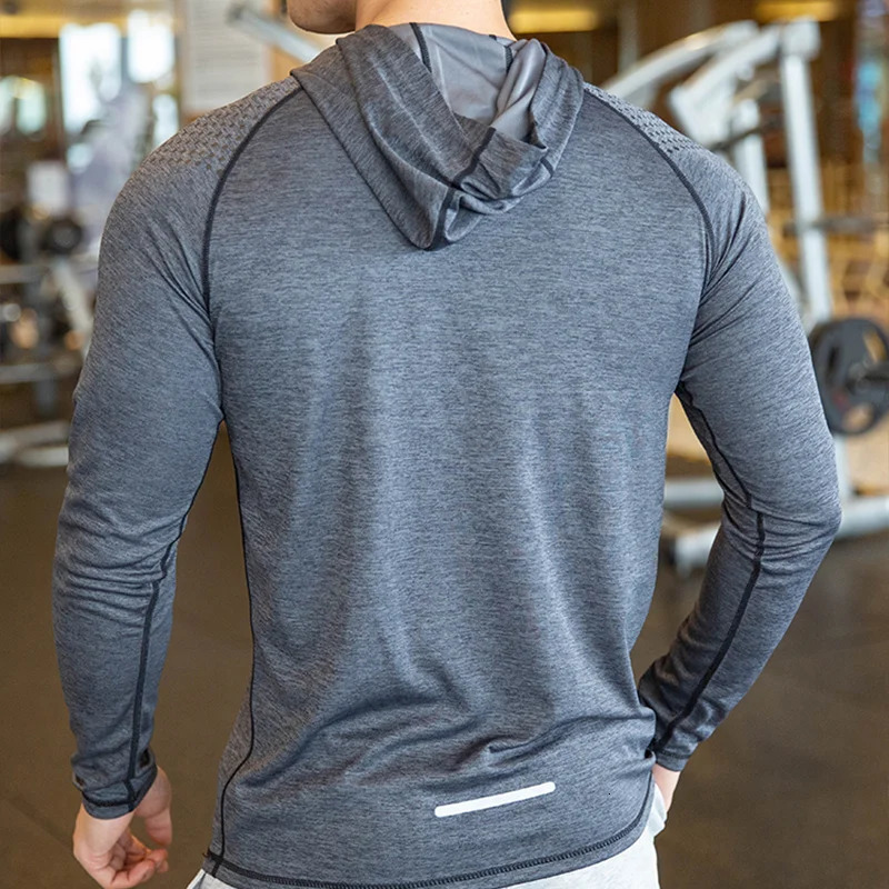 100% Mens Jacket Hoodies Long Sleeve Tshirts Running Training Clothes Quick Dry Breathable Sports T Shirt For Men 250729