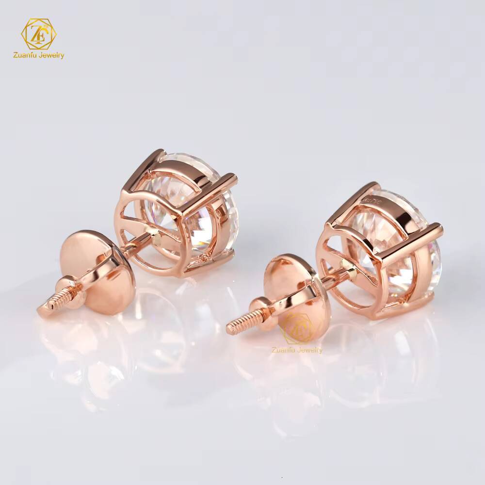 IGI Certified 0.5ct-2ct Lab Grown Diamond Earrings Elegant 10K-14K Solid Rose Gold Screw Lock Solitaire CVD Diamond Jewelry