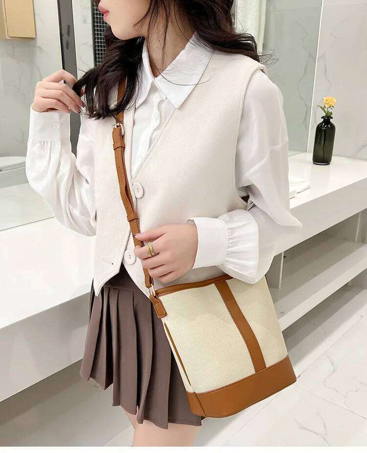 Women's Bags Designer Patchwork Bucket Crossbody Bag For Women 2023 New Designer Brand Shoulder Bags Small PU Leather Ladies Handbags And Purses