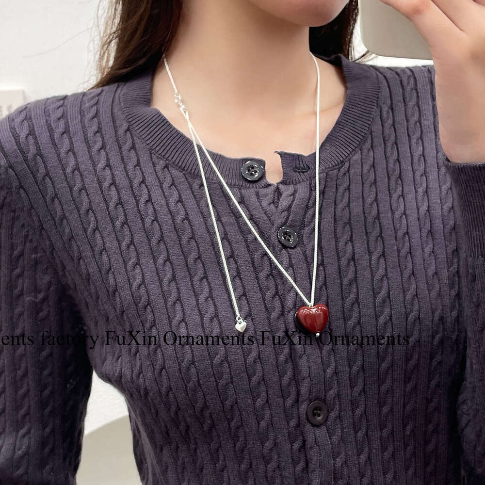 New Niche Design Bottle Heart Necklace Light Style Red Versatile Simple Accessory Layered Long Pendant e8e