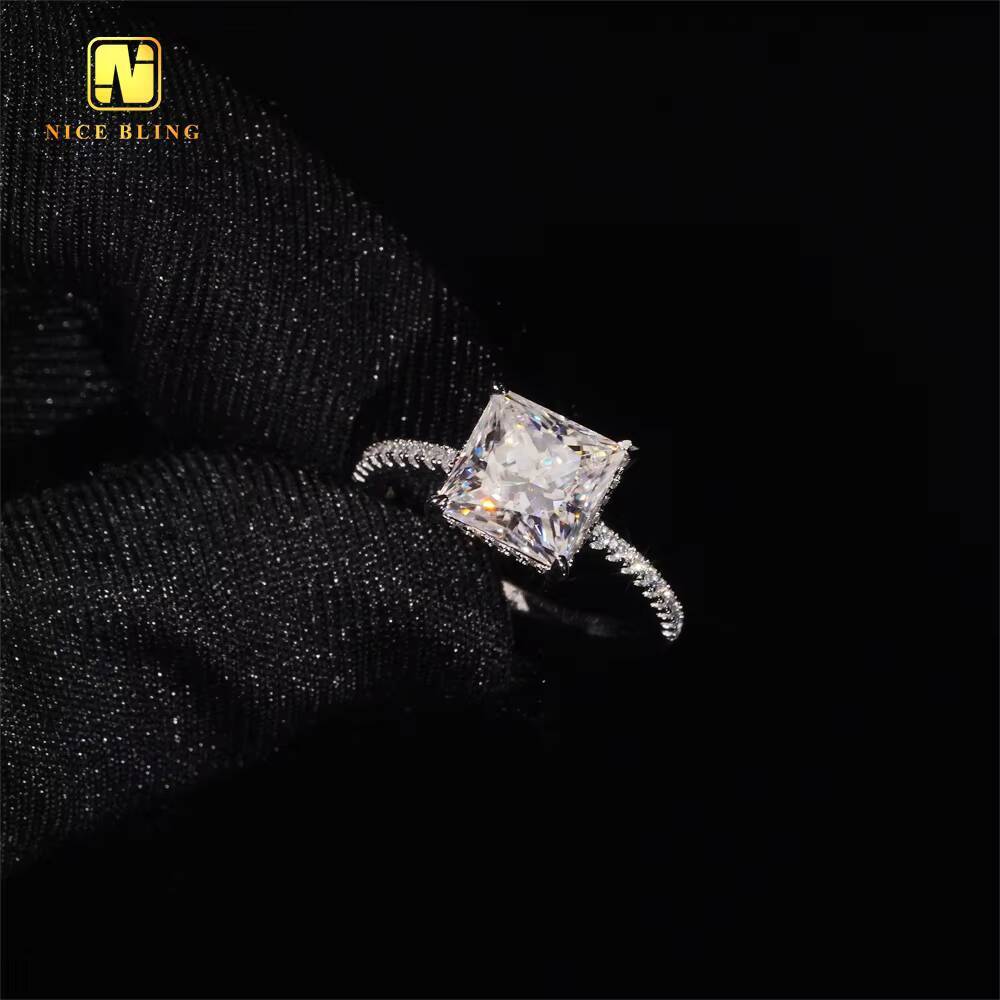 Princess Cut 925 Sterling Silver Rings Factory Price Wedding Ring VVS Moissanite Diamond Fine Jewelry Engagement Ring for Women