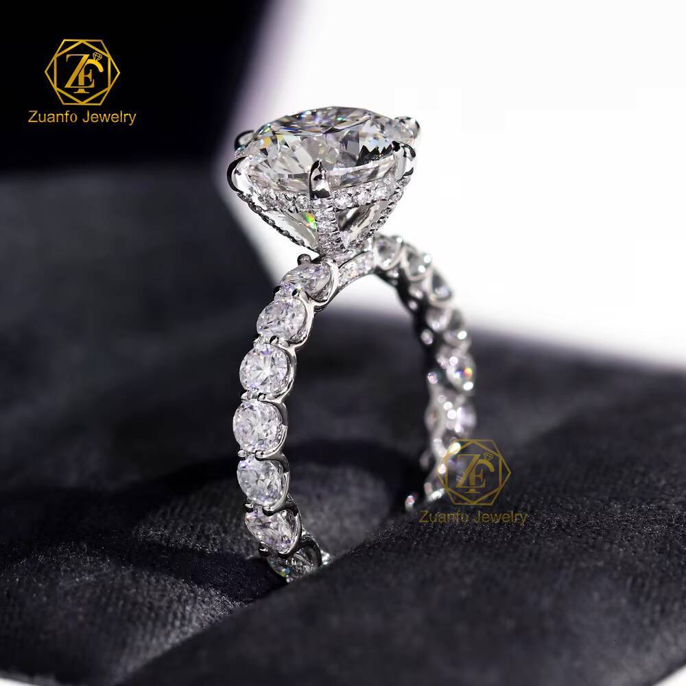 Luxury 14K/18K Solid White Gold Cut Lab-Grown Diamond Ring IGI/GRC Certificate for Engagement Wedding