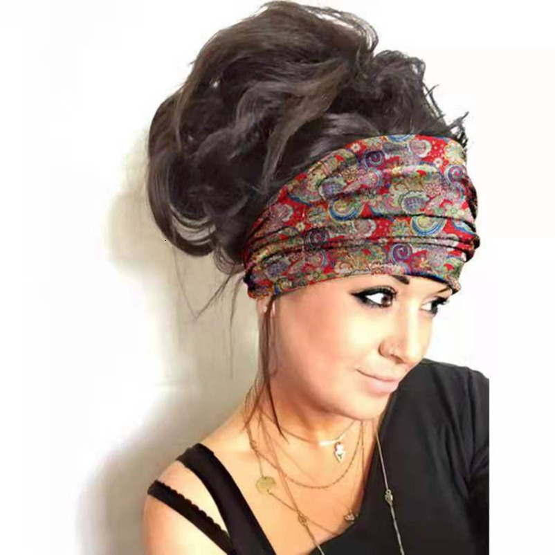 Hair Accessories Women 2025 Summer New Fashion Printed Yoga Wide Hairband