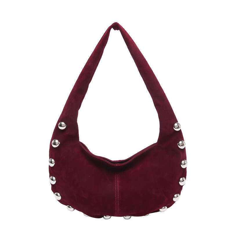 Rivet Niche Design Sense High-End Suede Fashion Underarm Women's Bag