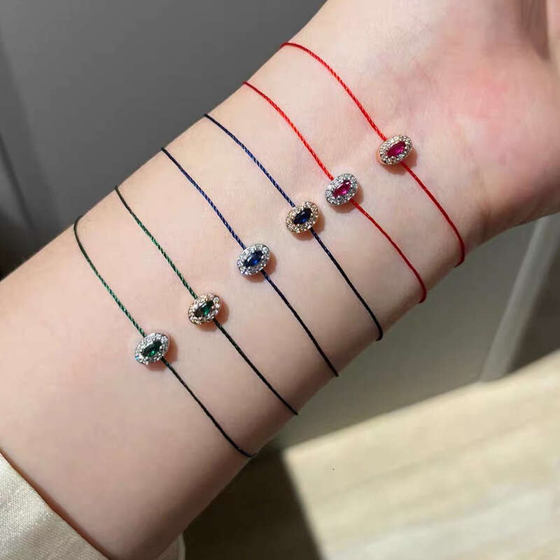 Ultra-fine Inlaid Dia Green Blue Woven Zodiac Year Niche Light New Chinese Style High Appearance Red Bracelet