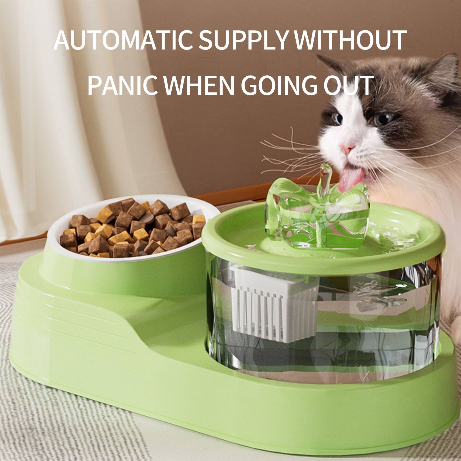 Cat water dispenser automatic circulation live water pet drinking water filtration flow neck protection feeding device source manufacturer's agen