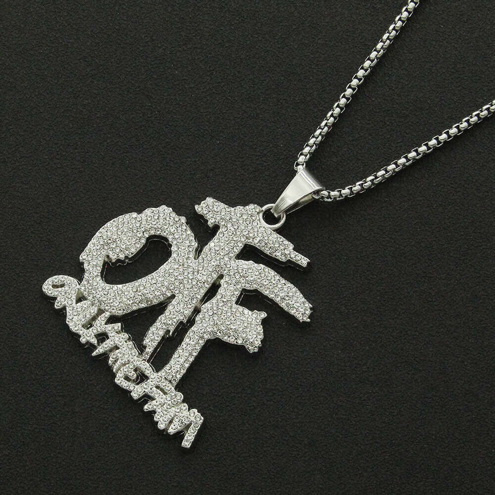 Domineering Cool Personality 3D Creative Trendy Full Dia Spliced Letter Pendant Necklace Accessory Hanging Ornament