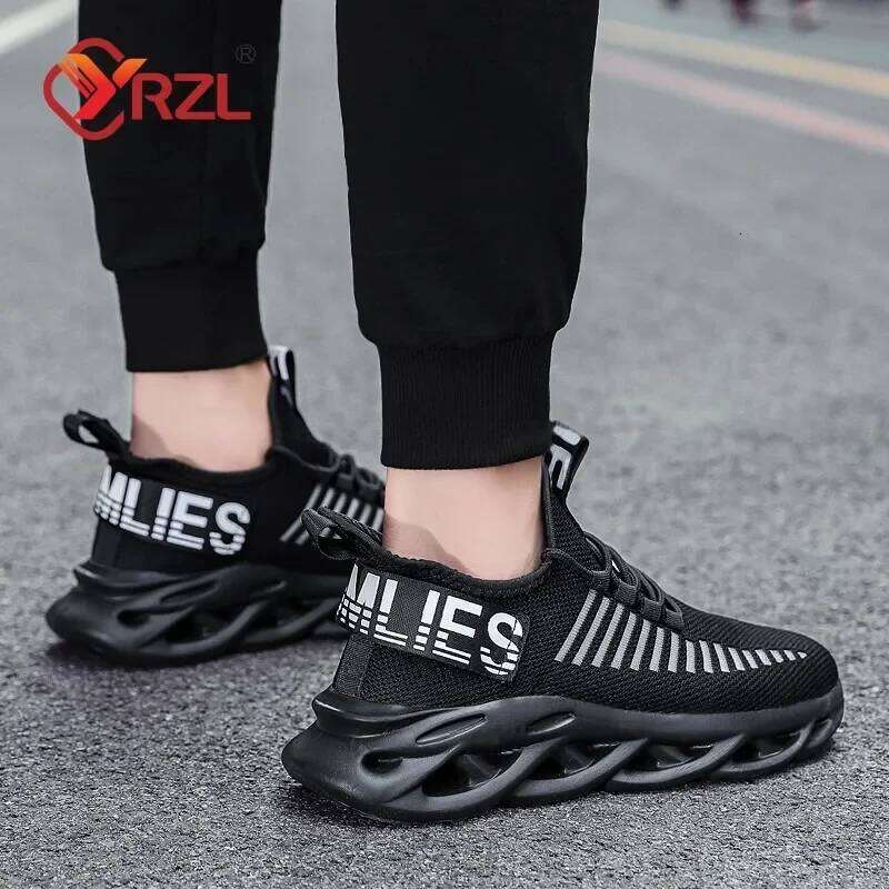 YRZL Comfortable Womoen Breathable Couple Running Mesh Tenis Sport Shoes Size 36-46 Waling Sneakers Men
