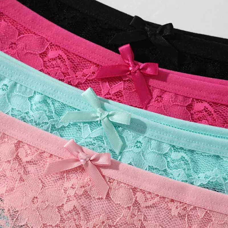 4PCS/Set Women Thongs Panties Sexy Underwear Lace Panties Low Waist Lingerie Female Floral Lace Briefs Breathable Ladies Pantys 250715
