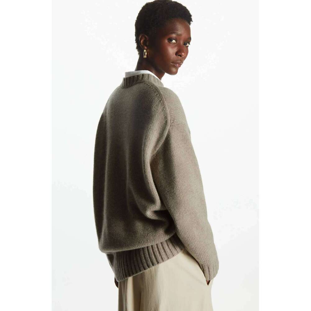 Ethereal MD 2025 Cos Winter New Style Of Ladies' Casual Loose-Fitting Round-Neck Off-The-Shoulder Wool Blend Sweater 250728