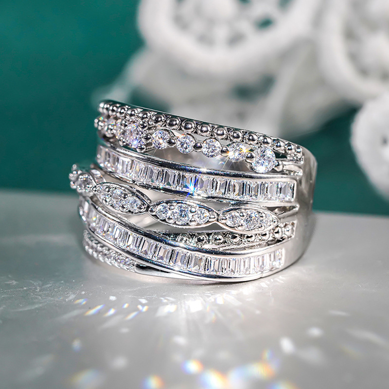 Choucong Handmade Gorgeous Luxury Jewelry 925 Sterling Silver Fill Princess Cut White Topaz CZ Diamond Gemstones Geometry Party Promise Women Engageme