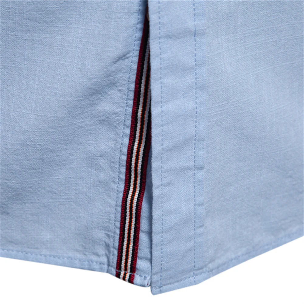 100% Cotton Social Shirt for Men Solid Color Long Sleeve High Quality Spring Stand Casual Mens Shirts 250729