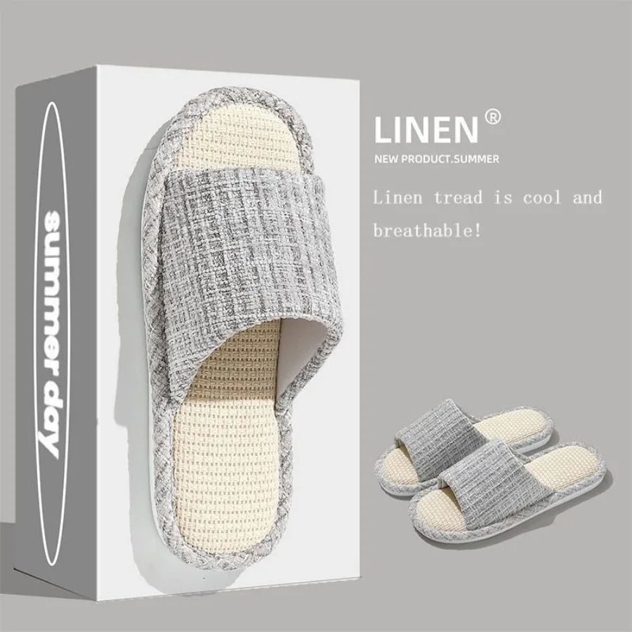 Linen Slippers For mens Home Indoor Soft Soled Quiet And Non Slip All Season Household Cotton And Linen Slippers 250725