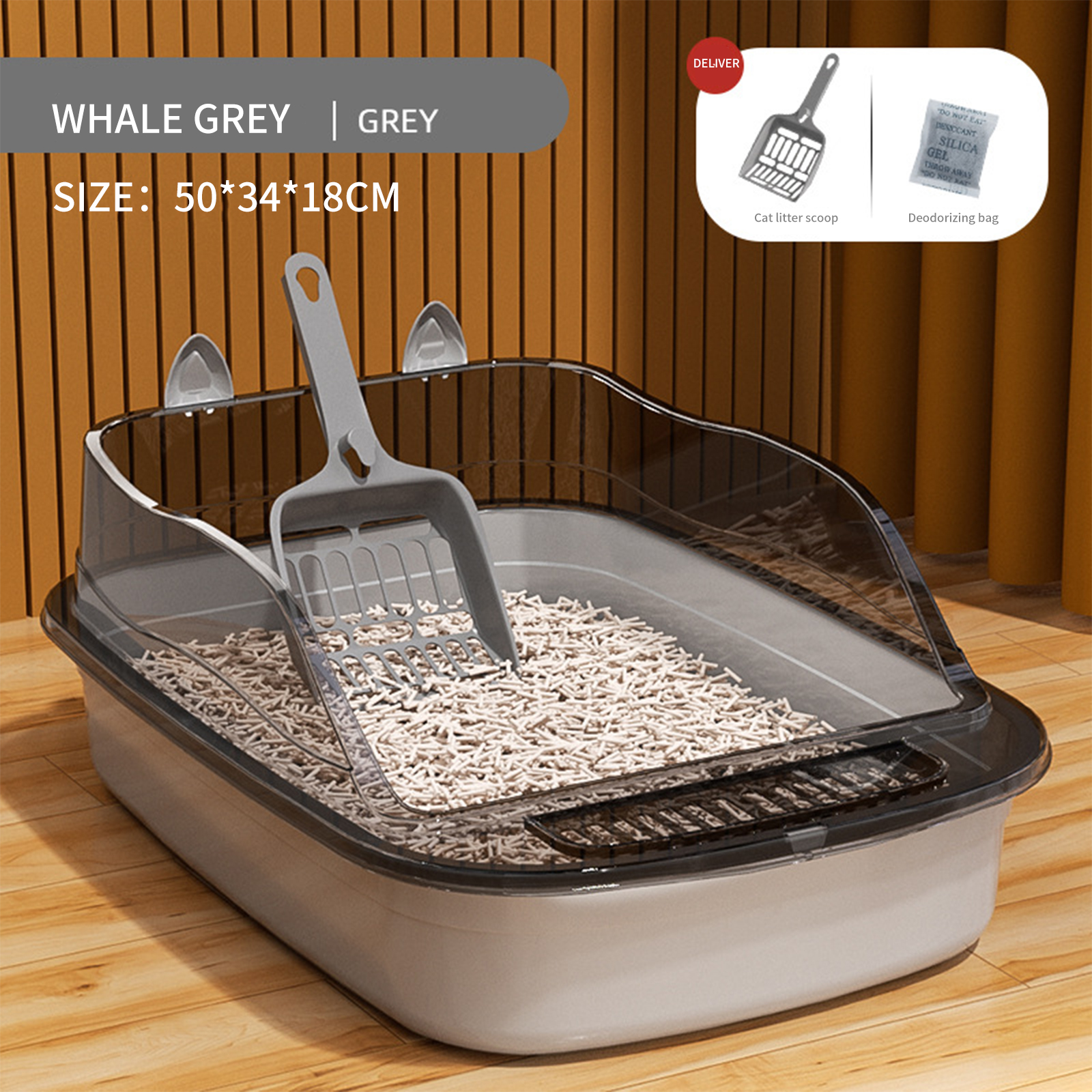 Pet supplies oversized high fence semi enclosed cat litter box thickened cat toilet extra large