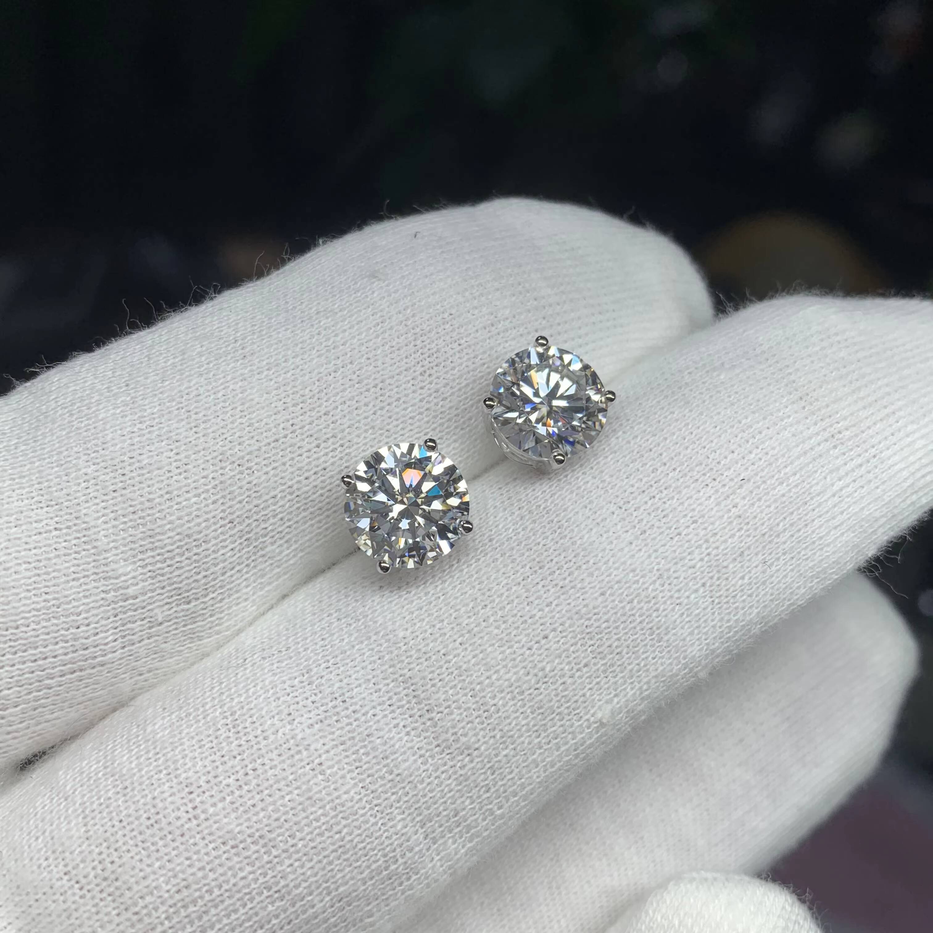 2 Carat Diamond Earrings Lab Grown CVD HPHT Diamonds 14k/18k Gold Stud Jewelry