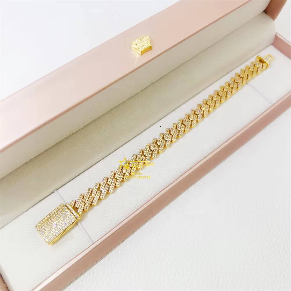 Iced Out Pass Diamond Tester Vvs Moissanite Jewelry Necklace Bracelet Women 10mm Cuban Link Chain