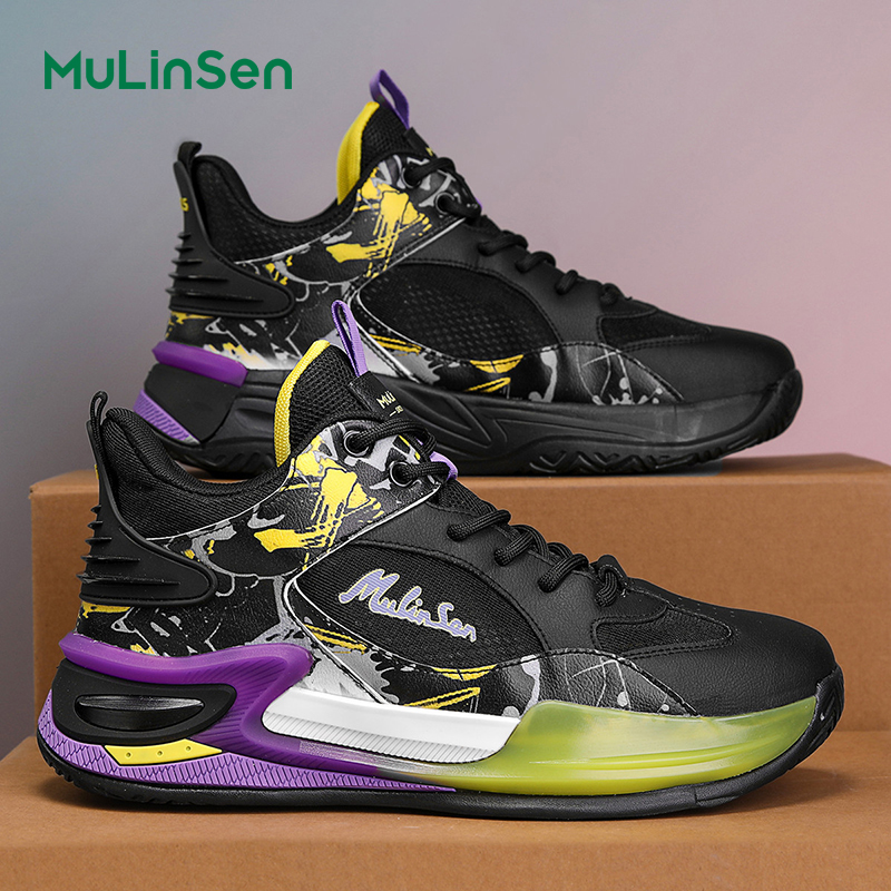Mulinsen men's shoes summer mesh breathable basketball sports shoes men's shock absorption youth student casual trendy shoes