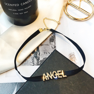 Beach Lady Pendant Black Letter Necklace For Women Collarbone Chain Trendy Cool Choker Designer Necklace Short Neck Chain Vintage Layered Necklace
