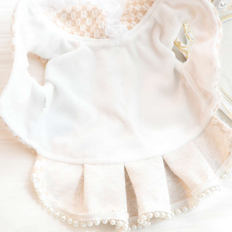 Clothes Autumn Winter Thick Cat Princess Cotton Dress Chanel Style Pearl Small Dog Teddy Pet 5453