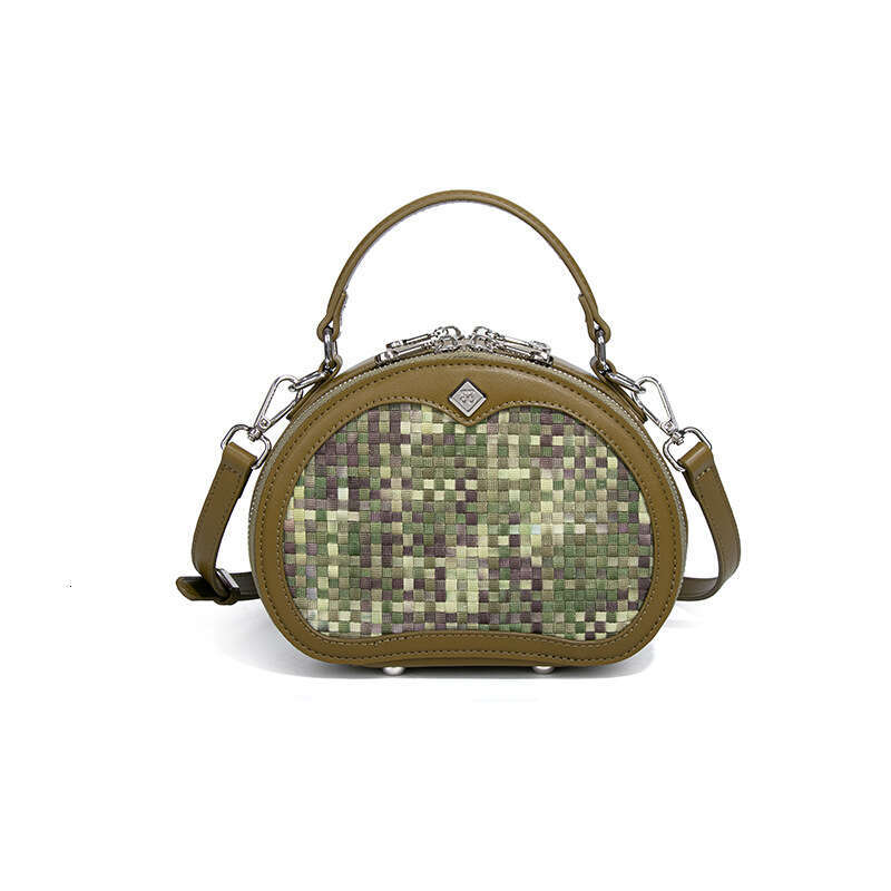 2025 New Fashionable Women Unique Style Single Shoulder Crossbody Bag Woven Denim Handbag Studded Round Bag