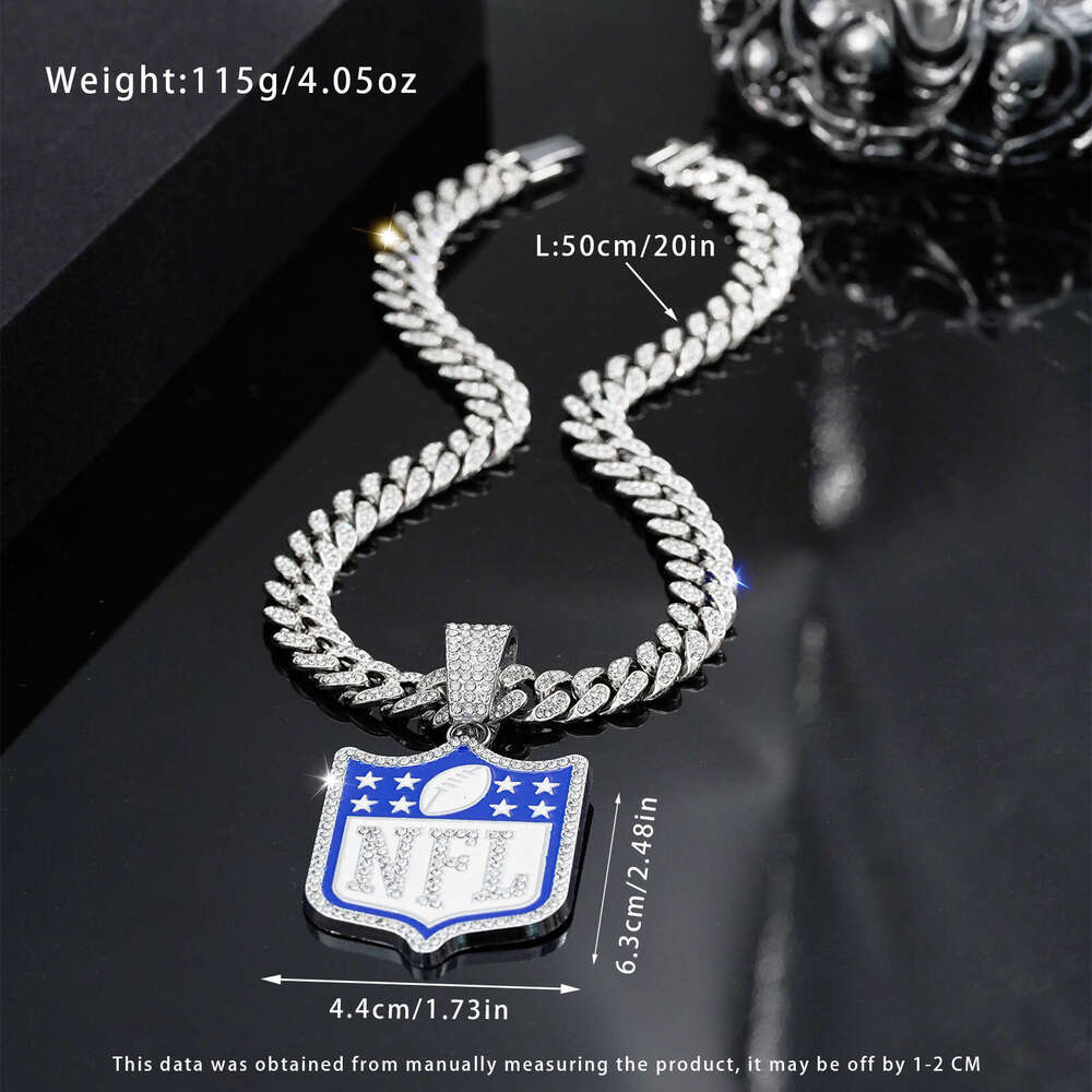 Hot Selling Men and Women Punk Hip Hop Cuban Chain fashion Personality Full Dia Shield Pendant Necklace