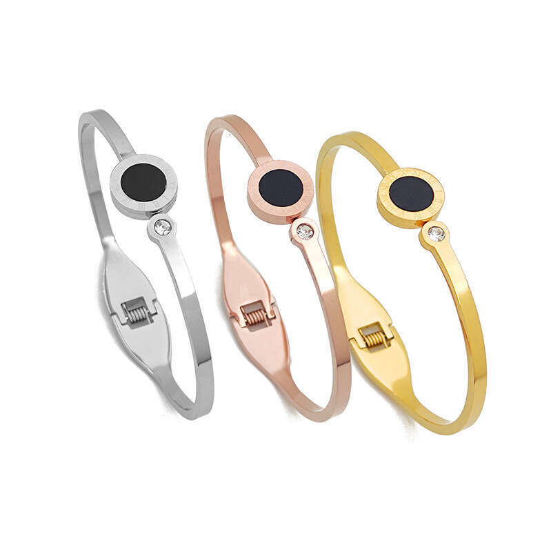 Open Black Beixiyin Light Couple Titanium Steel Roman Numeral Bracelet for Women Versatile Non-Fading Jewelry Bangle