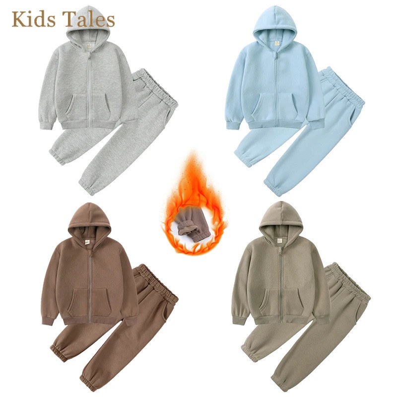 Baby Boy Girl Cotton Fleece Hooded Clothing Kids Jacket Coat Pants Suit for Sports Suits Tracksuits Toddler Children Clothes Set 250729