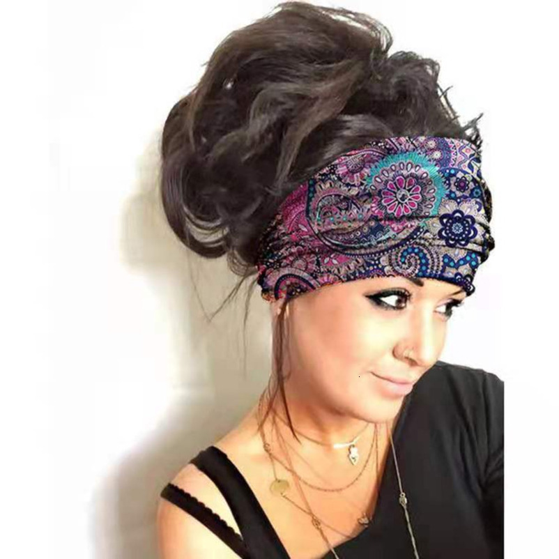 Hair Accessories Women 2025 Summer New Fashion Printed Yoga Wide Hairband