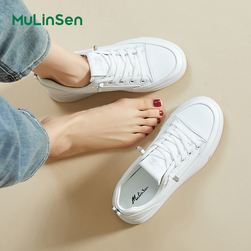 Mulinsen women's shoes spring and summer super hot white shoes 2025 new casual sneakers women's soft bottom breathable student sports shoes