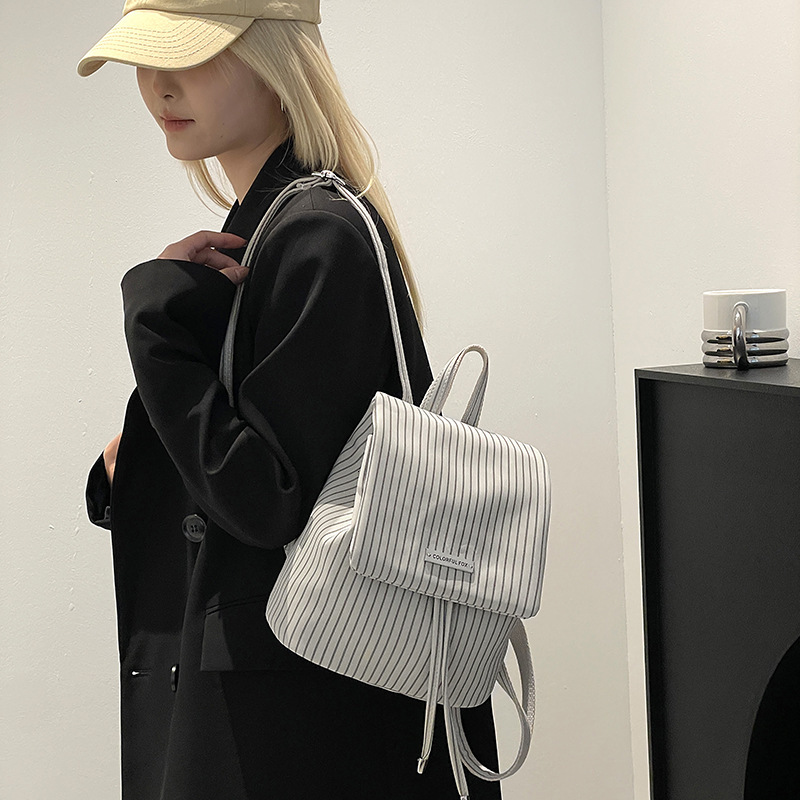 Colorful Fox Korean Niche British Style Versatile High-end Striped Mini Drawstring Backpack ddmymoon