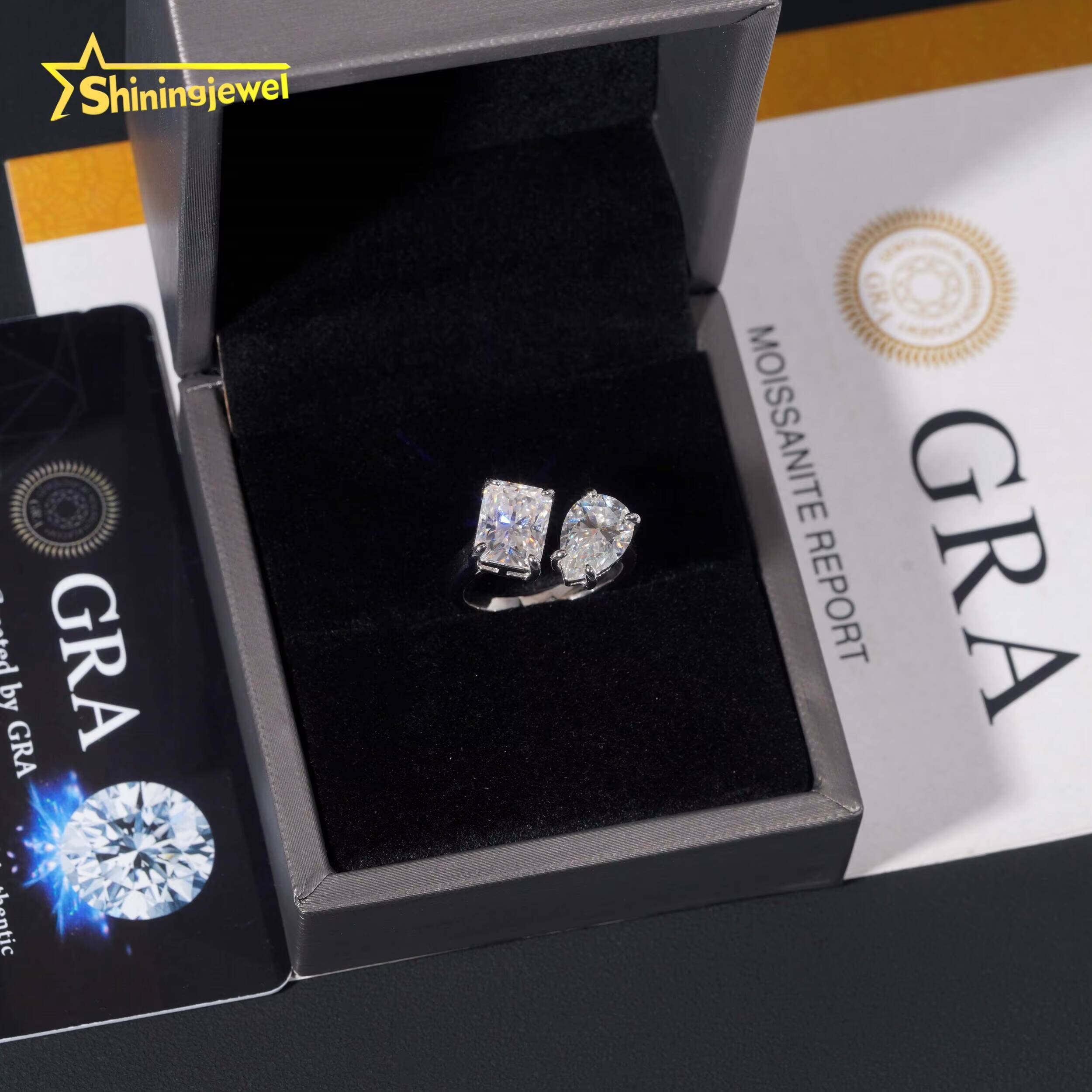 Romantic Lady 925 Silver Cushion Cut Moissanite Ring Custom High Quality Moissanite Ring Wedding Party Gifts Women Ring