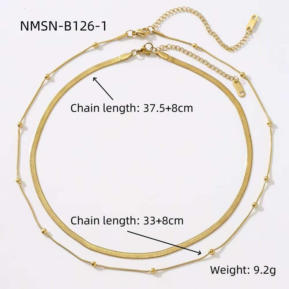 Minimalist Style Gold Titanium Steel Non-Fading Necklace Double Layer Stacking Niche Fashion Choker Snake Bone Chain for Women