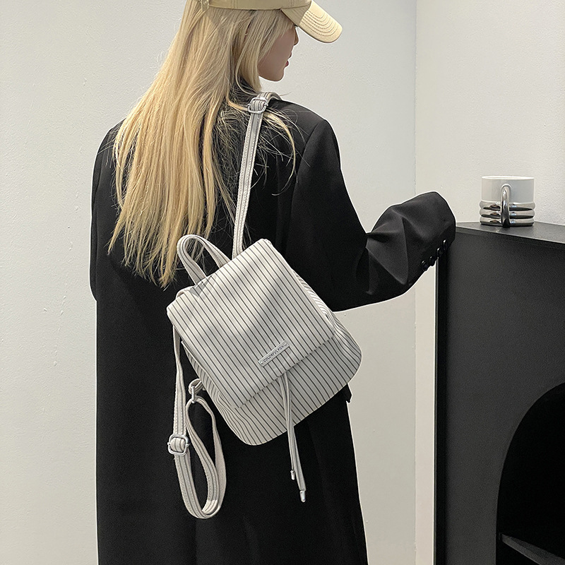 Colorful Fox Korean Niche British Style Versatile High-end Striped Mini Drawstring Backpack ddmymoon