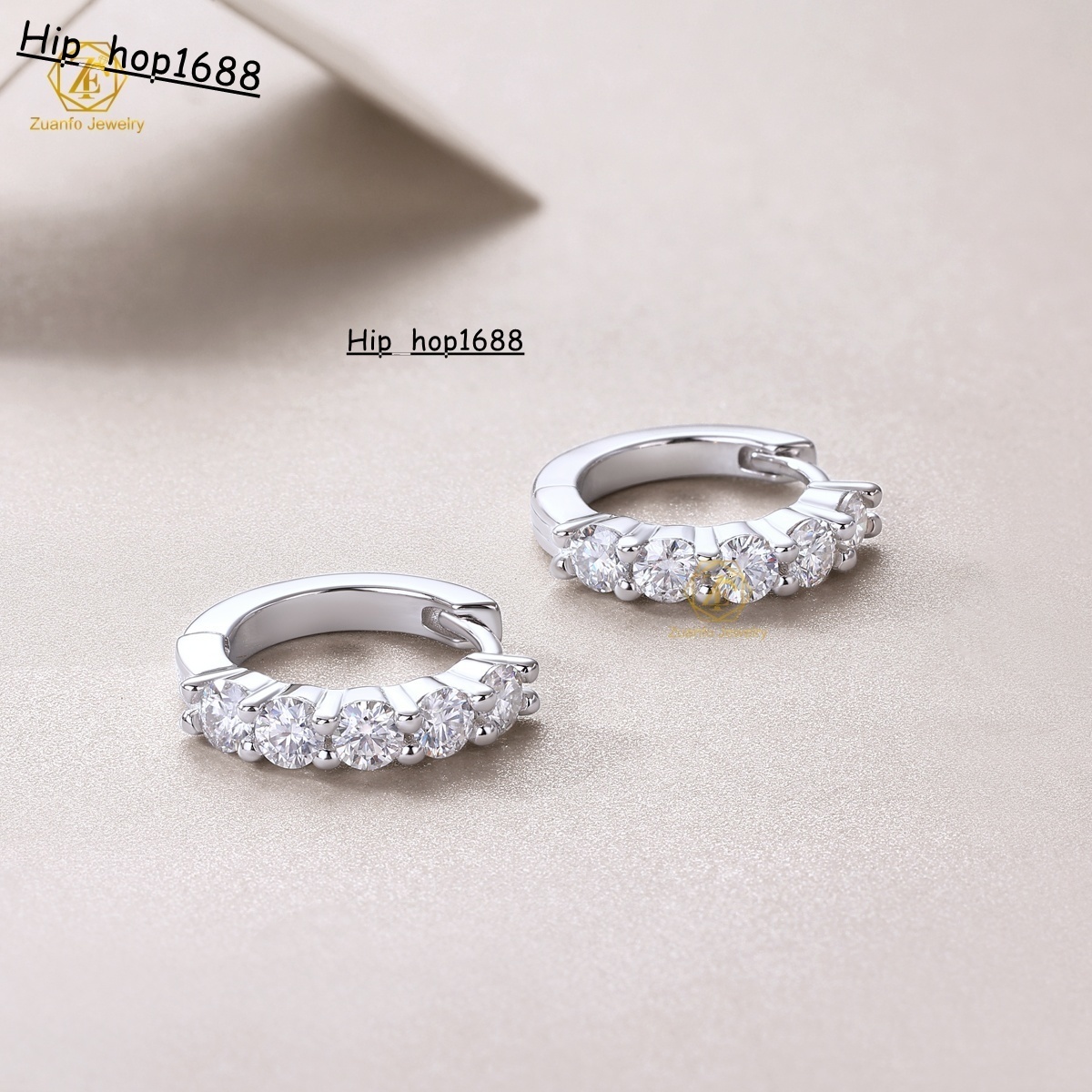 Wholesale 925 Sterling Silver Hoop Earrings Fine Jewelry 0.1Ct Lab Grown Moissanite Gold Rose Gold Plated Parties Anniversary