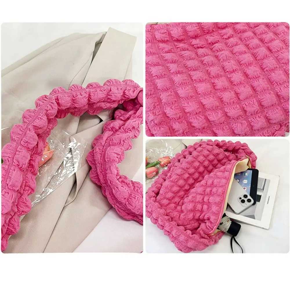 Pleated Cloud Bubble Shoulder Bag Solid Color Korean Style Tote Bag Crossbody Bag Large Capacity Plaid Crossbody Bag Women Y250729